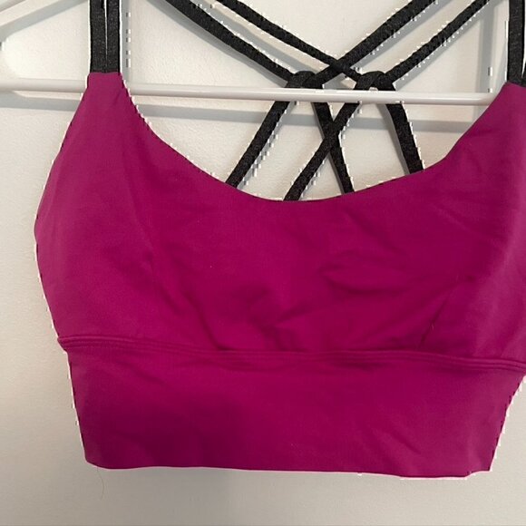 FOREVER 21 Solid Fuchsia Purple / Pink ish Black Strappy Wireless Sports Bra - Picture 4 of 6